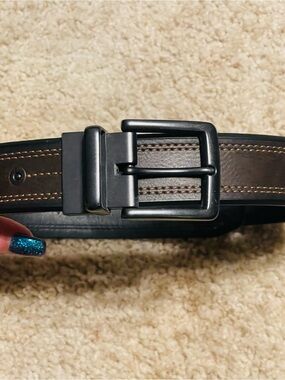 Men's Brown Leather Belt with Matte Black Buckle
